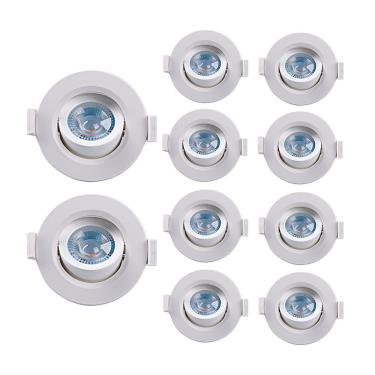 Imagem de 10 Spot De Led Embutir Alltop Mr11 Redondo 3w Bivolt Taschibra 6500k Luz Fria