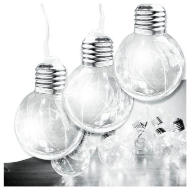 Imagem de Varal Cordão Fio De Luzes 10 Lâmpadas 220v Led 4,6m Foco Incandescente Luz Branca Natal Enfeite