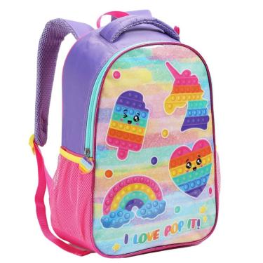 Imagem de Mochila Costas Escolar Feminina Menina Grande Sorvete Pop It Seanite