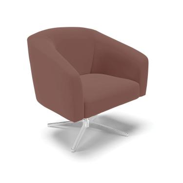 Imagem de Cadeira Sala De Jantar Giratória Base Cromada Stella Veludo D03 - D\'rossi Cor Rose