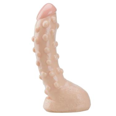 Imagem de Pênis Realístico 19cm Com Escroto E Saliências - Erotic Dildo - Bege