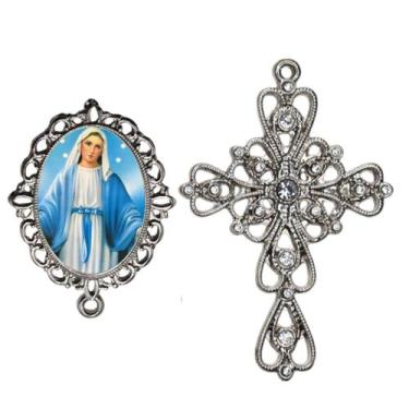 Imagem de Crucifixo Arabesco Terço de Noiva Relicario Nossa Senhora das Graças P