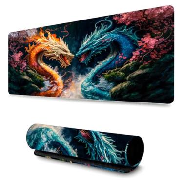 Imagem de Mouse Pad Gamer Profissional Confortável Antiderrapante Escritório e Games 90x40 - Dragões de Fogo
