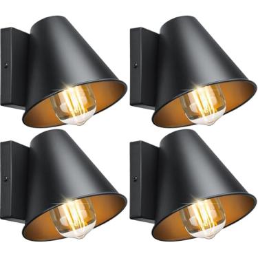 Imagem de DBF Pacote Com 4 Luminárias De Parede Led Para Áreas Externas, Pretas Varanda Frontal, Lanterna À Prova D'Água Arandelas Antiferrugem Pátio, Porta Entrada E Garagem