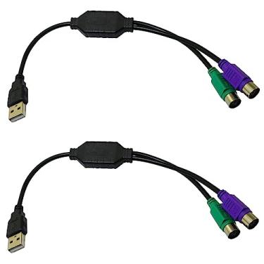 Imagem de BLLNDX Adaptador Dual Ps2 Para Usb, 2 Peças, Preto, Teclado E Mouse, Ps/2