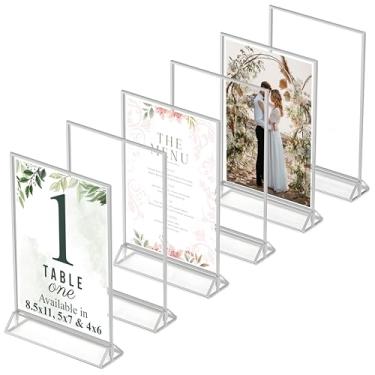 Imagem de Dasher Products Porta-Retratos Prateados Frente E Verso, Pacote Com 6 Unidades, 8,5 X 11 Polegadas, Porta-Números De Mesa Em Acrílico, Cavalete Transparente Para Placas, Números Casamento, Menus, Fo