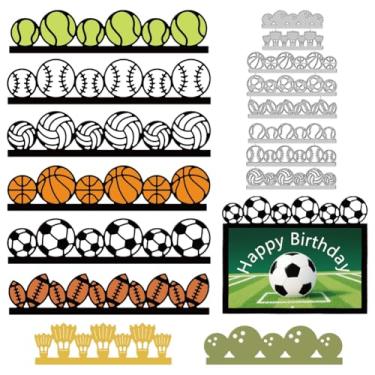 Imagem de DELORIGIN Vários moldes de corte de bolas esportivas para fazer cartões, matrizes de moldura de aço carbono, recortes, molde de gravação em relevo, estênceis para artesanato em papel faça você mesmo