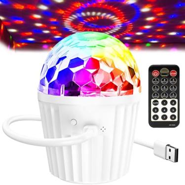Imagem de memzuoix Mini Bola De Luz Portátil Para Festa, Estroboscópio Rgb Dj Com Controle Remoto E Cabo Usb, Luzes Palco Ativadas Por Som Dança Em Casa, Aniversário, Karaokê, Lâmpada Decoração Halloween (Bra
