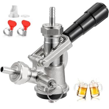 Imagem de Imaictuu Sankey Keg Acoplador S Tipo Kegerator Torneira Dispensador de Aço Inoxidável 304 Kit de Torneira de Barril de Cerveja para Linha de Gás de Cerveja de 5/40.6 cm com Braçadeira de Mangueira de