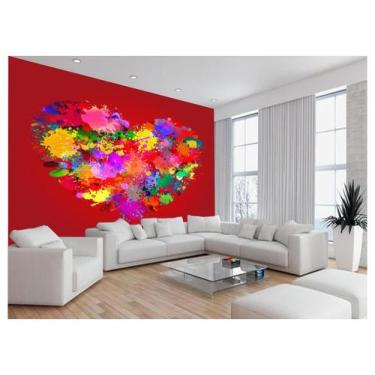 Imagem de Papel De Parede Arte Coração Colorido Pintura 3,5M Tra113 - Você Decor