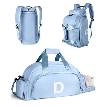 Imagem de Vogewood Presentes de aniversário para meninas de 4, 5, 6, 7, 8, 9, 10, 11, 12 e 13 anos, bolsas de ginástica com compartimento para sapatos, bolsa esportiva personalizada para meninas, monograma para