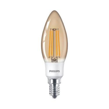 Imagem de Kit 4 lampada retro filamento led vela 2,7w e14 e27 philips
