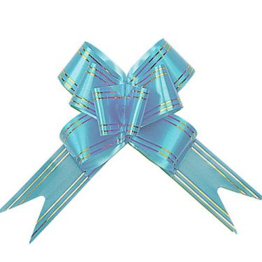 Imagem de 10 Laço Fácil para Presente 30mm - AAZ, Listrado Azul Claro