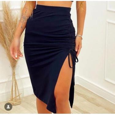 Imagem de Saia Feminina Midi Com Fenda Tamanho Unico - Linda Modas