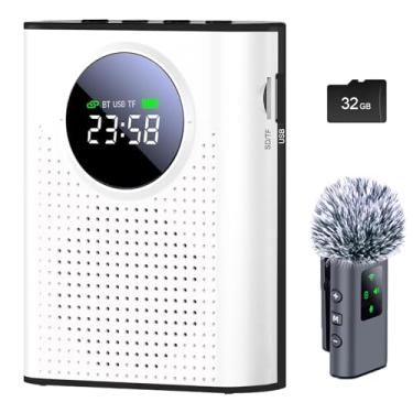 Imagem de KAUCORQ Amplificador De Voz Sem Fio Com Microfone Lapela Magnético Para Professores, Alto-Falante Portátil E Suporte Gravação Clipe, Sistema Mini Megafone Sala Aula, Reunião