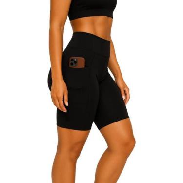 Imagem de Bermuda Ciclista Suplex Bolso Não Fica Transparente Cós Alto - Brás e 
