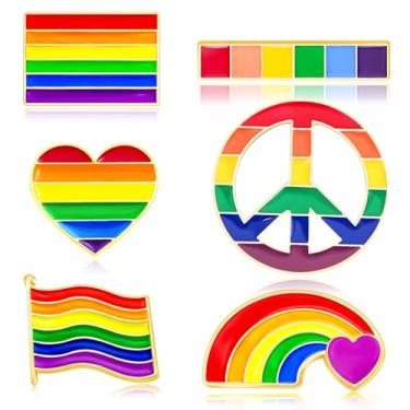 Imagem de Mintolex 3/6 peças LGBTQ+ Pride Pins Set Progress Pride Ally Pin Badges Flag Button Rainbow Enamel Brooch You're Safe with Me Can Be Yourself Free Mom Hugs LGBT Gay Lesbian Trans Accessories, Esmalte