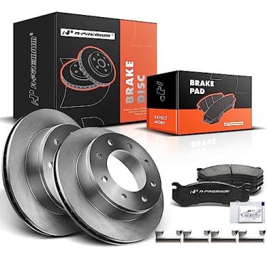 Imagem de A-Premium Kit De Rotores Freio A Disco Ventilados Traseiros 12,99" (330 Mm) + Pastilhas Cerâmica Compatíveis Com Modelos Selecionados Da Chevy, Gmc E Hummer - Silverado 1500 Hd, 2500, Suburban, Sier