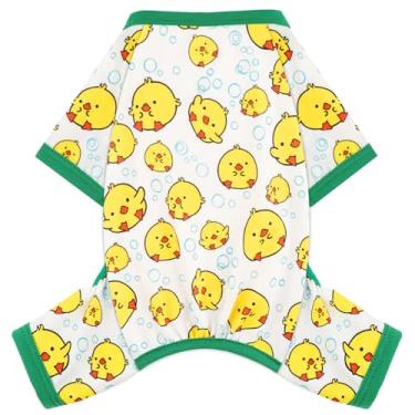 Imagem de Pijama para cães, tamanho pequeno, elástico, roupas para cães de verão, 4 pernas, meninas, meninos, fofos, macios, pijamas para cães e gatos, macacão para animais de estimação (passarinho pequeno
