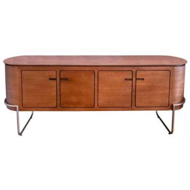 Imagem de Buffet Curve 4 Portas MDF cor Imbuia Natural e Pés Aço cor Ouro 200 cm