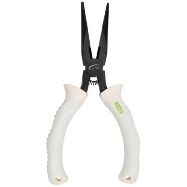 Imagem de danco ECO-1 Alicate de ponta de agulha de aço carbono de 15 cm – Alicate de pesca durável com cortadores de arame, resistente à ferrugem, acionado por mola, alça de plástico oceânico ecológica