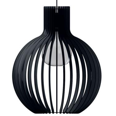 Imagem de Luminária Teto Tipo Pendente Cúpula Mdf - Completa Cor: Preta