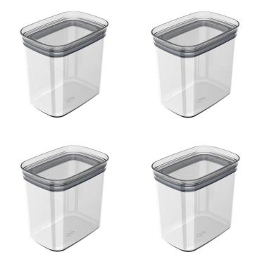 Imagem de Conjunto De Potes Herméticos 1,5 L 4 Peças Block Retangular Transparente Ou