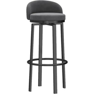 Imagem de Cadeiras De Bar Giratórias De Veludo Preto, Altura Ajustável Com Encosto - Bancos De Metal 360° Para Cozinha, Casa, Restaurantes, Green, 65cm