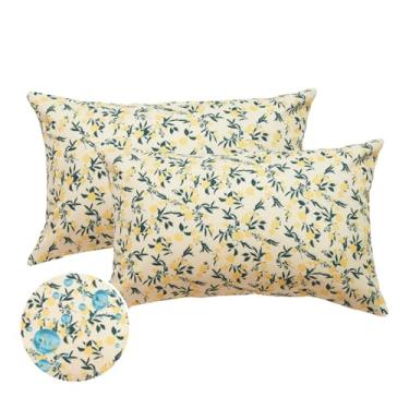 Imagem de Mantle & Mason Conjunto de 2 fronhas decorativas amarelas para sofá e cadeira de varanda, banco reversível, casa de campo e fazenda