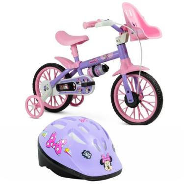 Imagem de Bicicleta Infantil Aro 12 E Capacete Infantil Minnie - Nathor