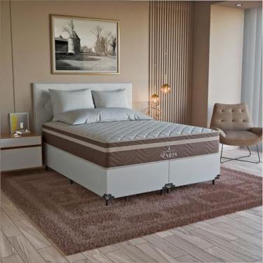 Imagem de Cama Box Queen Branco + Colchão Paris Molas Ensacadas - eShop casa, Co