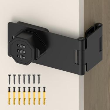 Imagem de BiceNoning Fechadura de armário de combinação de 3 dígitos de 90 graus, trava dobrável sem chave de liga de zinco, trava de porta giratória de segurança com senha para armário de arquivos de