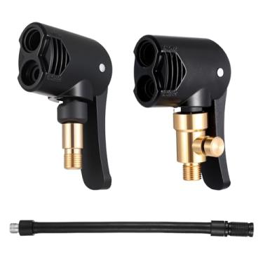 Imagem de 2 peças de adaptador de válvula Presta preto, mandril de ar Presta Schrader para pneu de bicicleta, bocal de bomba de cabeça dupla, adaptador de válvula Prestas Schrader para bomba de piso de