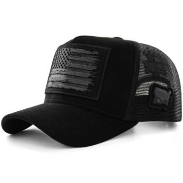 Imagem de Boné Bão Nu Mundo - Estados Unidos - Camurça Preta - Tamanho Especial