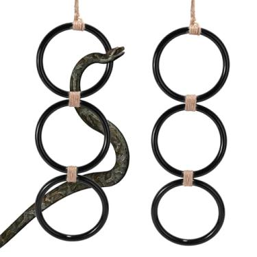 Imagem de BOXOB 2 Anéis Escalada Cobras, Acrílico Preto Brinquedos Enriquecimento Decoração de Gaiola para Répteis Acessórios de Escalada para Cobra do Milho e Pitão Bola