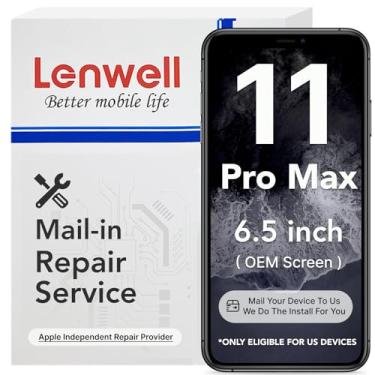 Imagem de Lenwell Serviço de reparo com tela original para iPhone 11 Pro Max 6,5 polegadas, tela LCD digitalizadora de tela sensível ao toque, montagem sensível ao toque A2161, A2220, A2218 (serviço de