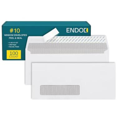 Imagem de Envelopes para janela esquerda nº 10 - pacote com 100 - 10 x 23 cm - Envelopes empresariais nº 10 com fecho de descascar e selar, cor de segurança para faturas e extratos - Papel branco tamanho carta