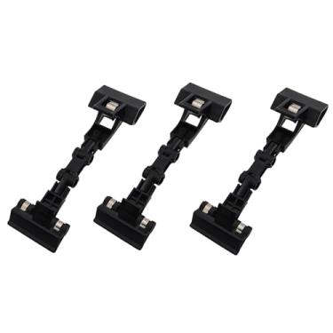 Imagem de KKUANG 3 peças de clipes de plástico pretos para quadro de avisos 18 x 5 cm, clipe de papel para computador, monitor portátil, artista, suprimento, etiqueta, lista de preços, fichário para exibir