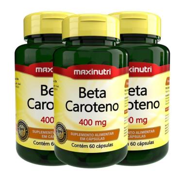 Imagem de Kit 03 Beta Caroteno 400mg 60 Cápsulas Maxinutri-Unissex