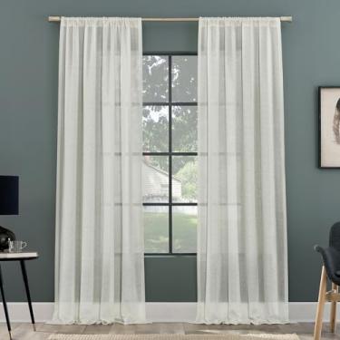 Imagem de Clean Window Painel de cortina de fibra pura reciclada com folhagem sutil, 127 cm x 213 cm, creme