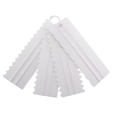 Imagem de KKUANG 4 peças de espátula de plástico para contorno de bolo branco para decoração de borda de bolo 20,6 x 6,6 cm para utensílios de cozinha DIY