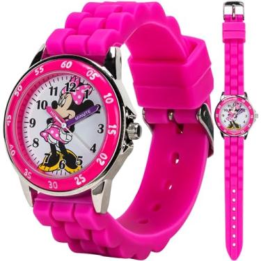 Imagem de Relógio Analógico Accutime Disney Mickey Mouse Minnie Mouse de Quartzo para Aprender a Dizer a Hora, Crianças, Meninas