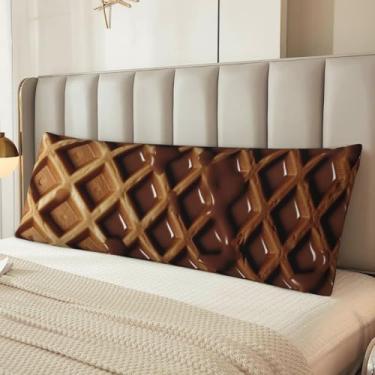 Imagem de Capa de travesseiro de corpo waffles de chocolate, microfibra longa, presentes para mulheres e homens, fronha de corpo ultra macia e aconchegante com zíper oculto para decoração de casa 50 x 137 cm
