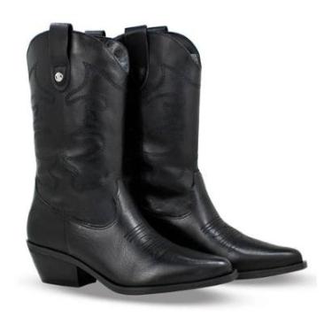 Imagem de Bota Feminina Country Texana Cano Longo Bico Quadrado Couro-Feminino