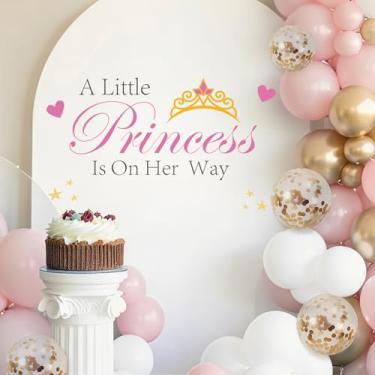 Imagem de Decorações A Little Princess is on Her Way - Decalque A Little Princess is on The Way para cenário de arco de balões e decorações de chá de bebê de primeiro aniversário (A Little Princess is on Her