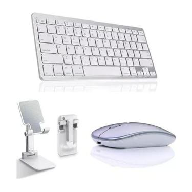 Imagem de Teclado Bluetooth + Mouse Bluetooth + Suporte Para Tab A9 + Cor Branco