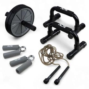 Imagem de Kit De Treino Fitness Portátil Funcional Completo 4 em 1 Roda + Apoio 