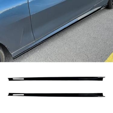 Imagem de Extensão de spoiler labial de saia lateral de carro difusor protetor compatível com 4 séries Coupe G22 G23 M Sport 2020+ avental divisor de saia lateral do carro (preto brilhante)