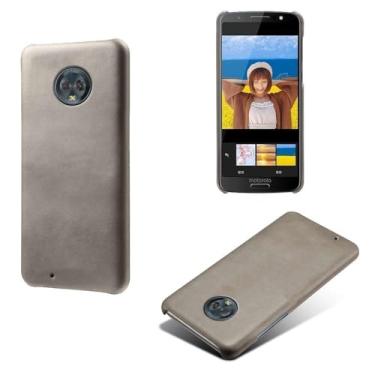 Imagem de Capa para MOTO G5S,Proteção contra quedas,Casca de volta de cor sólida simples,Design de couro de imitação de plástico-Gray