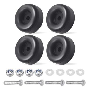 Imagem de Aomitop Para-choques de reboque de borracha redondos de 6,3 cm, conjunto para para-choques de porta de reboque, geradores, lavadoras de pressão, bombas, incluindo kits de parafusos, 4 kits